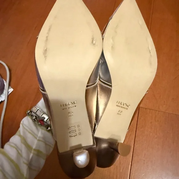 Maeve Silver and Gold kitten Heel mules sz 8.5 - Picture 6 of 7